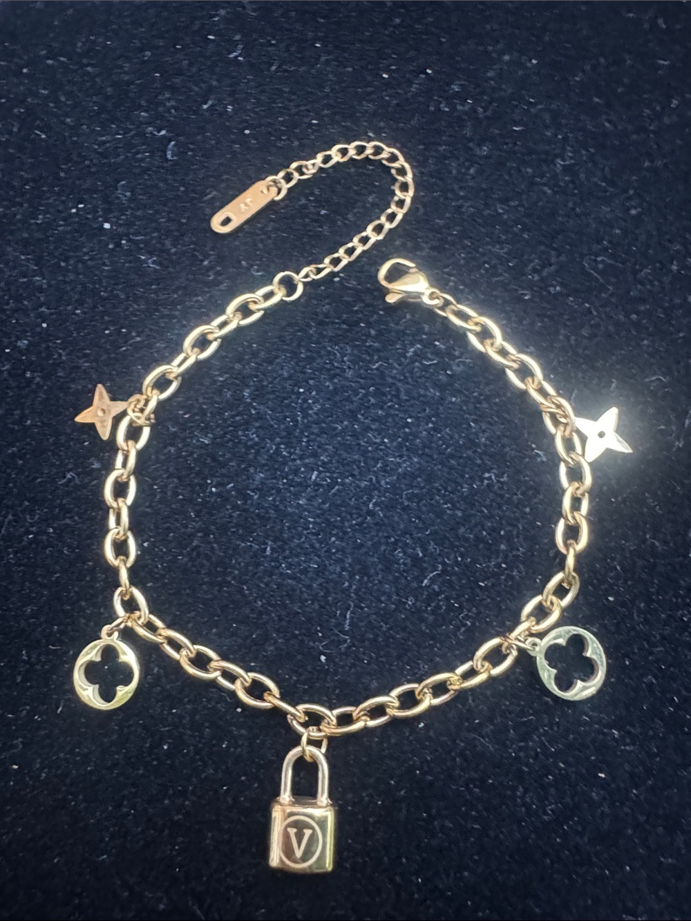 Gold Charm Padlock Link Bracelet - Women Jewelry